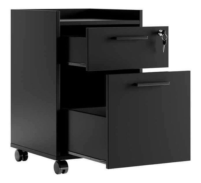 Container de birou – Gekosaro 1 (negru + lemn)