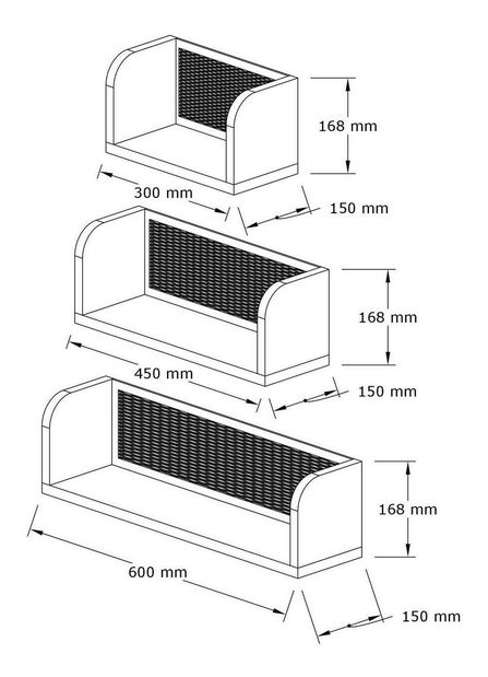 Set 3buc. rafturi Bumoku (Nuc + negru) 