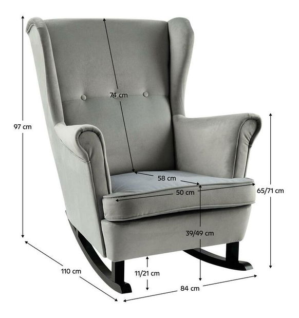 Fotoliu balansoar cu urechi Trasmitirle (gri + negru) 