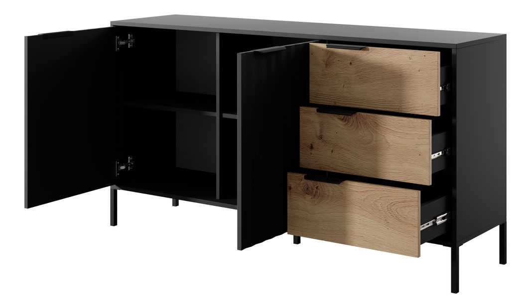 Komód Rastafa 2D3S (artisan tölgy + fekete)