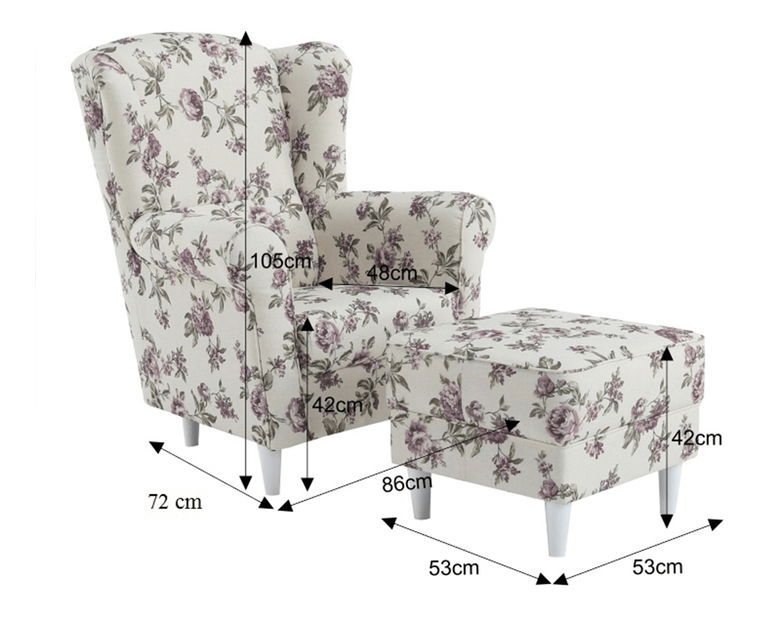 Fotelja s tabureom Aevo (rose 18) 