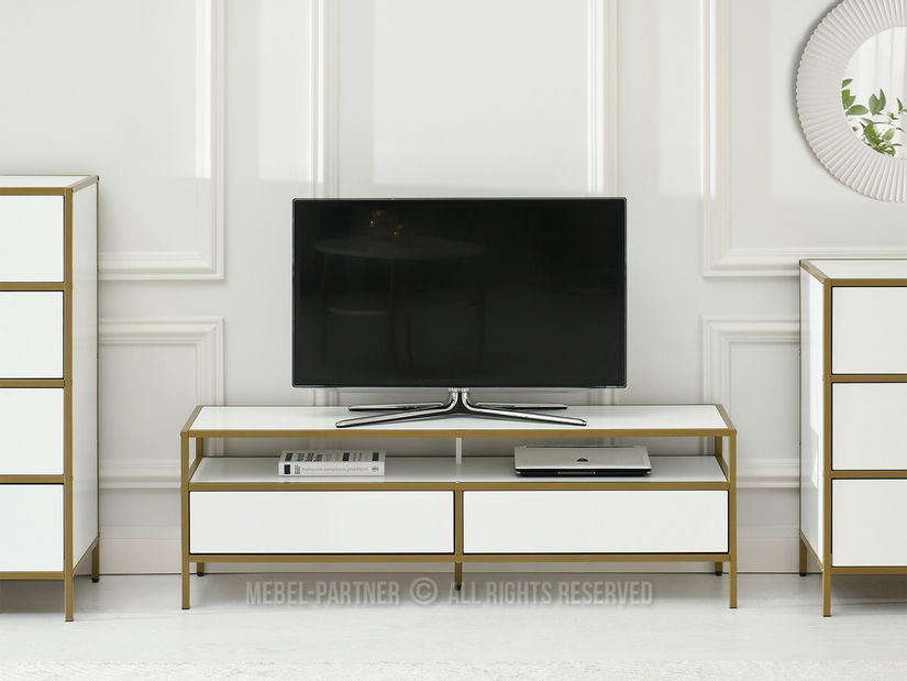 TV asztal/szekrény Soren Rtv (fehér fa + arany)