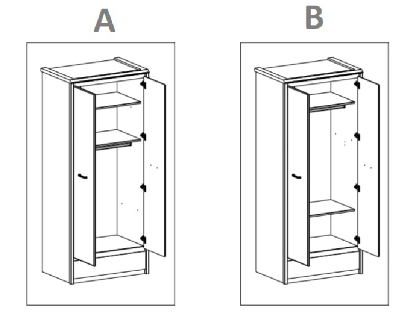 Šatníková skriňa Norine (jelša polárna + onyxová)