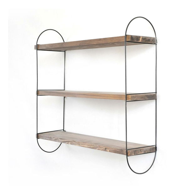 Raft decorativ de perete Duvelo 4 (Nuc + negru) 