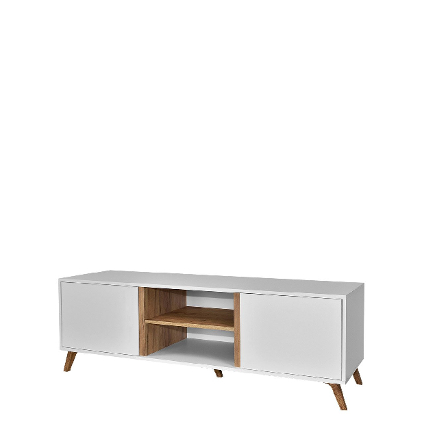 TV asztal + szekrény Barbara 150 WL05 (fehér + fehér + arany craft tölgy)