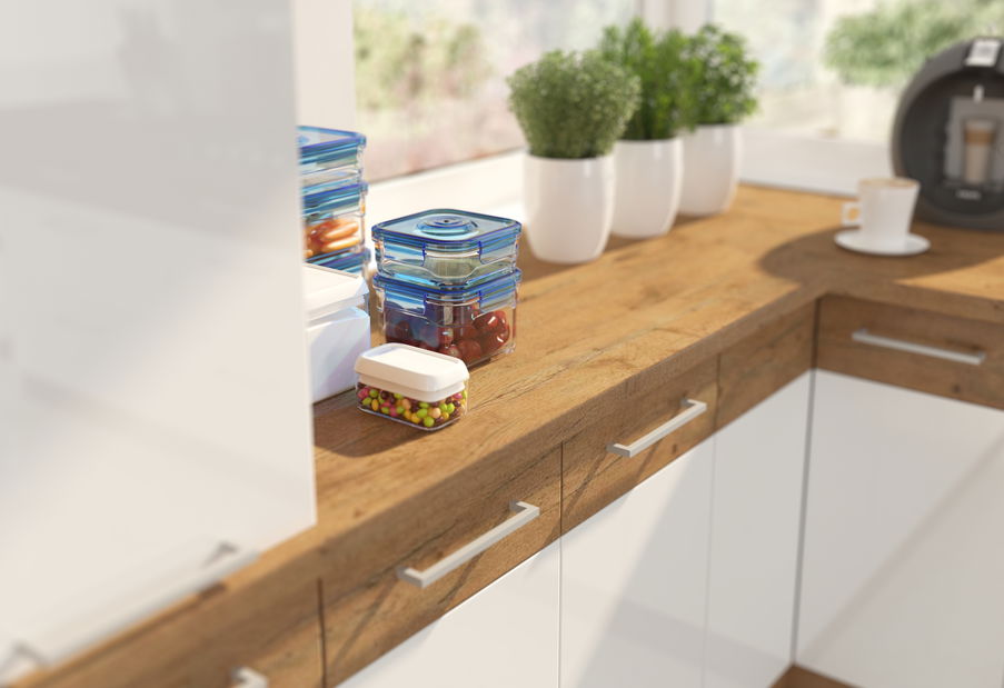 Bucătărie Virion 260 cm (Stejar lancelot + Alb)