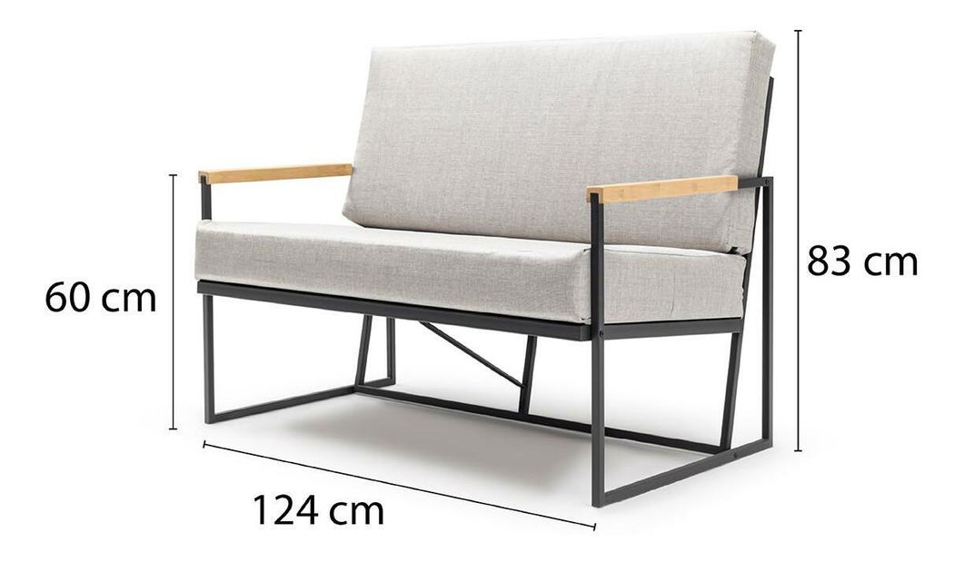 Záhradná 2-miestna pohovka Tuvedu (béžová + čierna) 