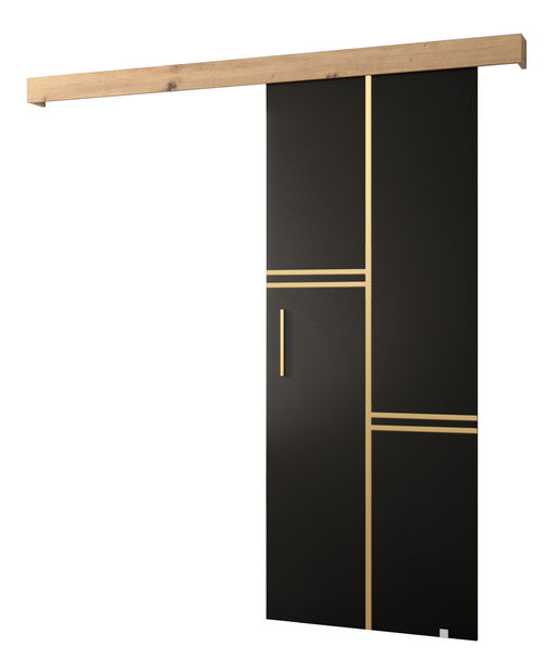 Uși culisante 90 cm Sharlene VIII (negru mat + stejar artisan + auriu)