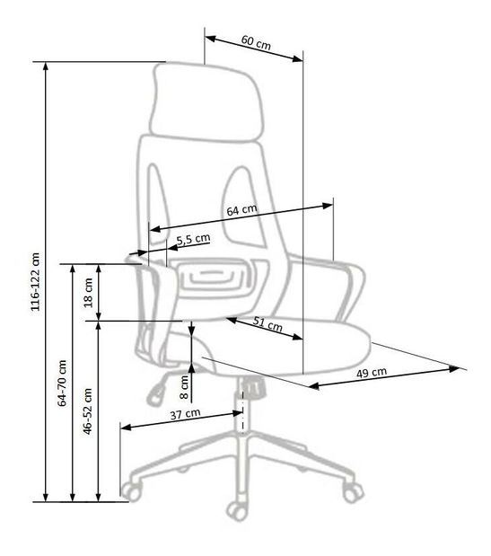 Fotoliu de birou Vally (negru + gri)