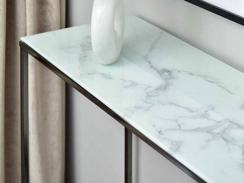 Măsuță consolă Bella Kons (marmură albă + negru)