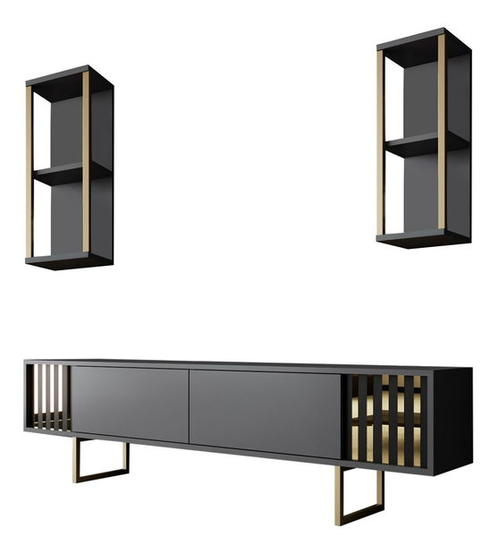 Zostava nábytku do obývacej izby Chromatic (Antracit + Zlatá)