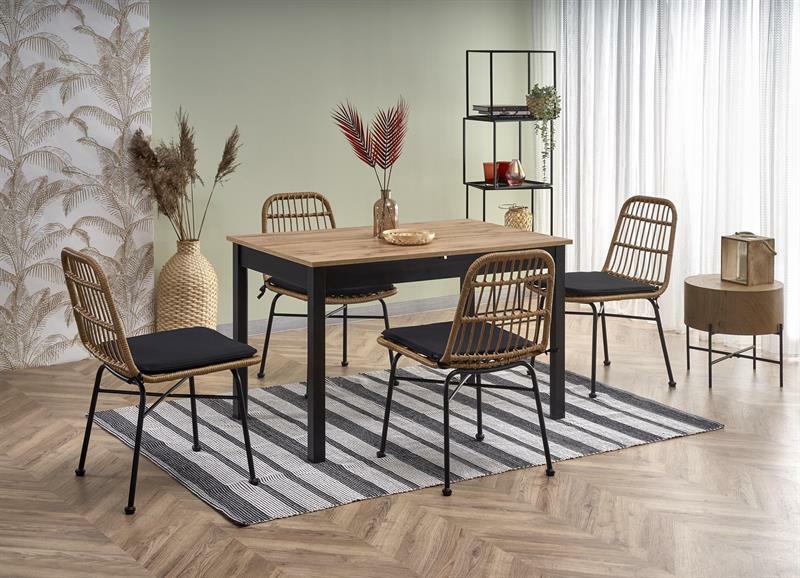 Rozkladací jedálenský stôl 124-168 cm Guliv (čierna + dub wotan) (pre 4 6 osôb)