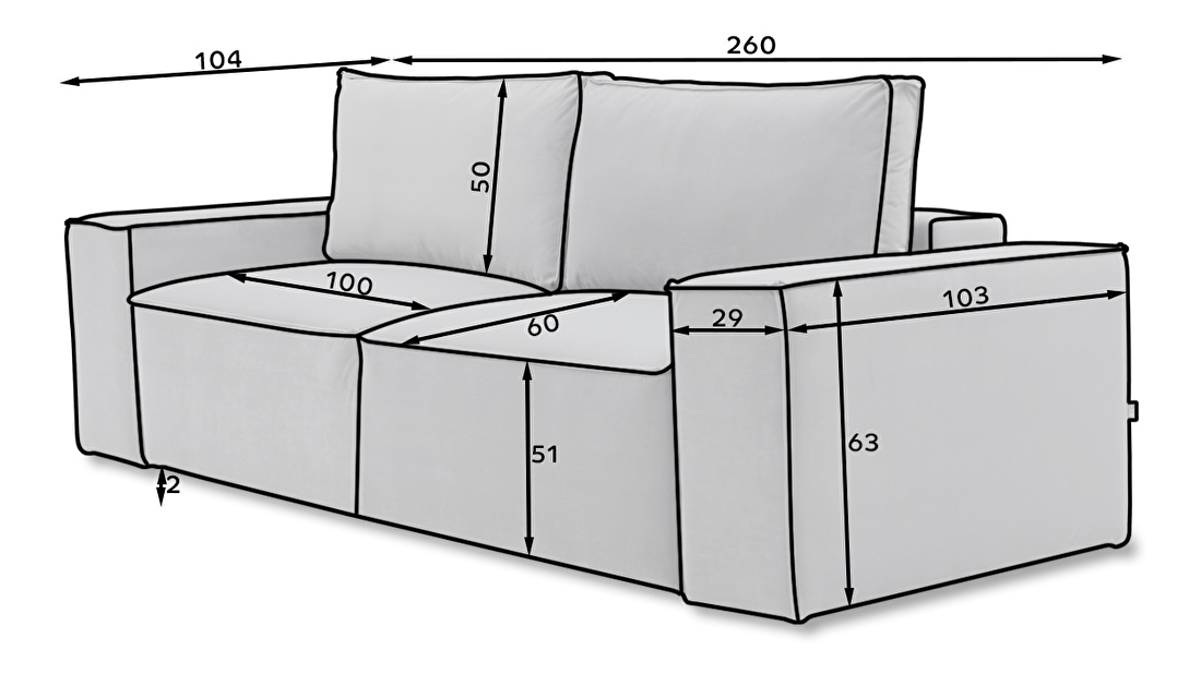 Canapea Shala 07 (bej) (cu taburete)