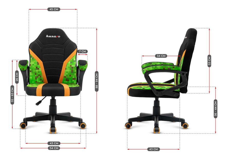 Dječja gaming stolica Rover 1 (crna + zelena)