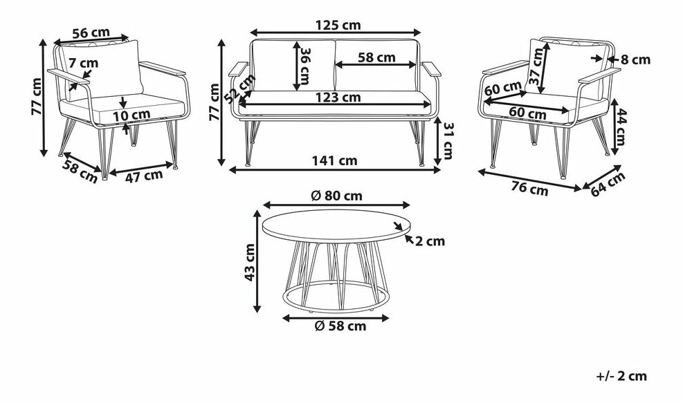 Kerti garnitúra Monza (bézs)