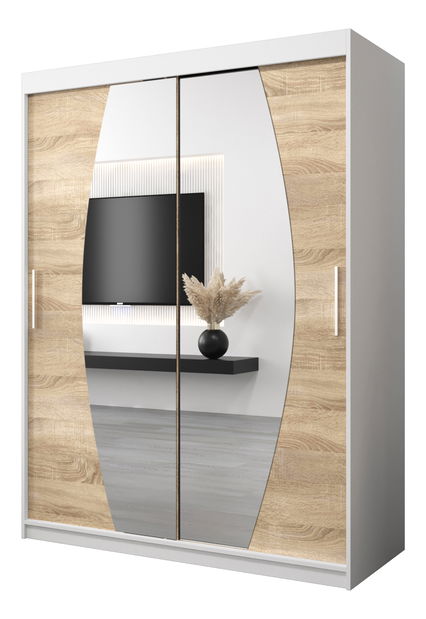 Šatníková skriňa 150 cm Eclipse (biela matná + dub sonoma)