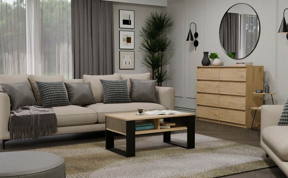 Konferenčný stolík Maduro Slim 1 (dub artisan + čierna)