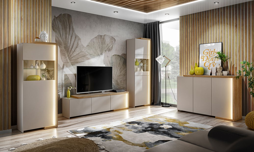 Szekrény Dares K02 (természetes grand tölgy + kasmír)