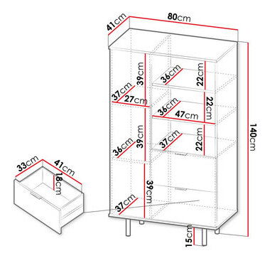 Regál Newelon R1D2SZ NW04 (čierna + zlatá) 