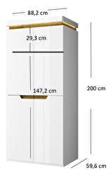 Ormar za garderobu Tiera (bijela sjajna + hrast navarre)
