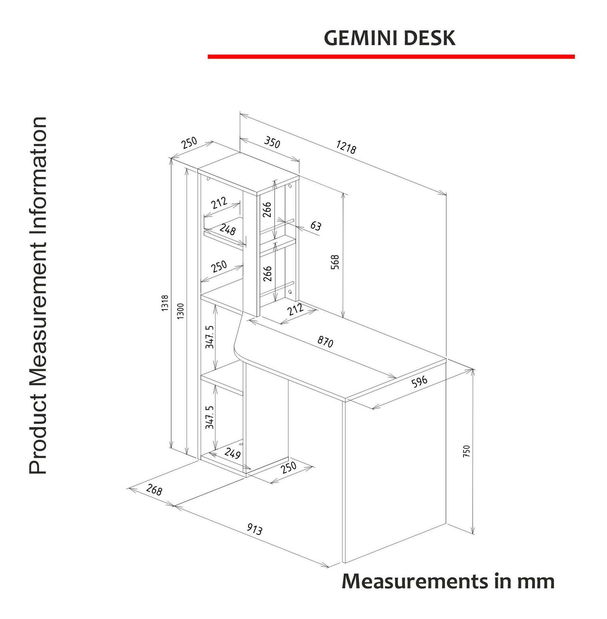 PC stolík Geminai (antracit biely)