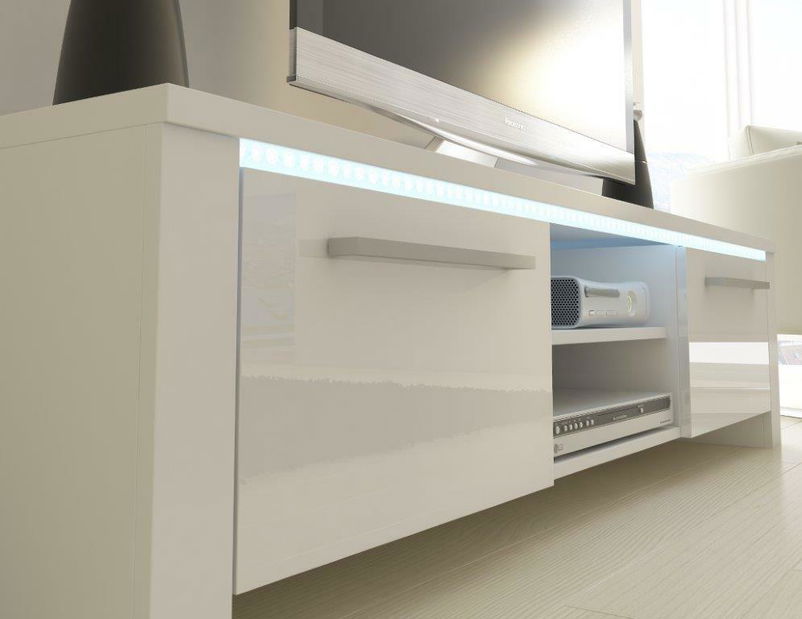 Masă TV/Dulap Freddy (alb + alb lucios)