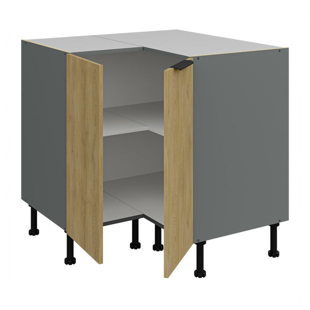 Dulap inferior de bucătărie de colț Carminia 90x90 DN 2F BB (stejar cremona + antracit)