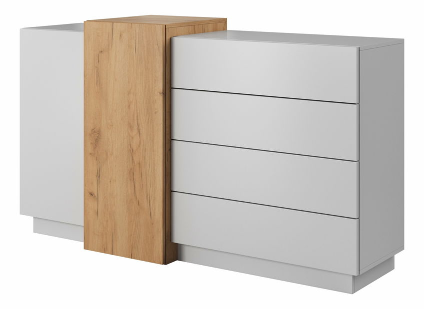 Komód Three 2D4S (arany craft tölgy + fehér)