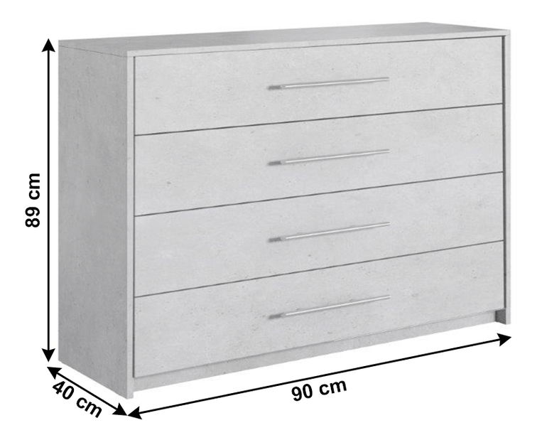 Komoda Atalen 4S (sivi beton)