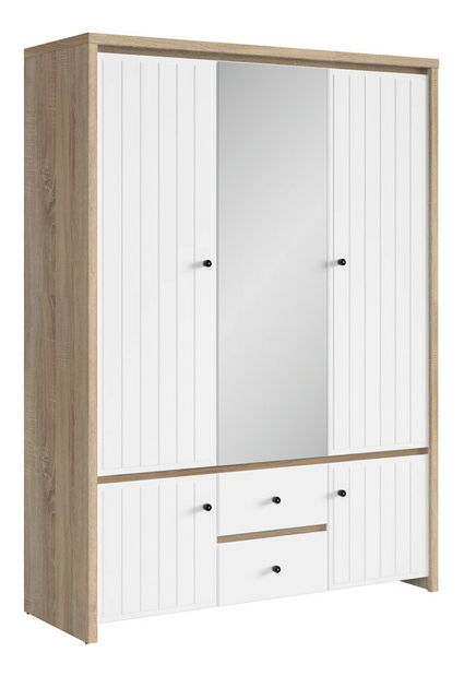 Šatníková skriňa BRW Karet SZF5D2S (dub sonoma + biela matná)