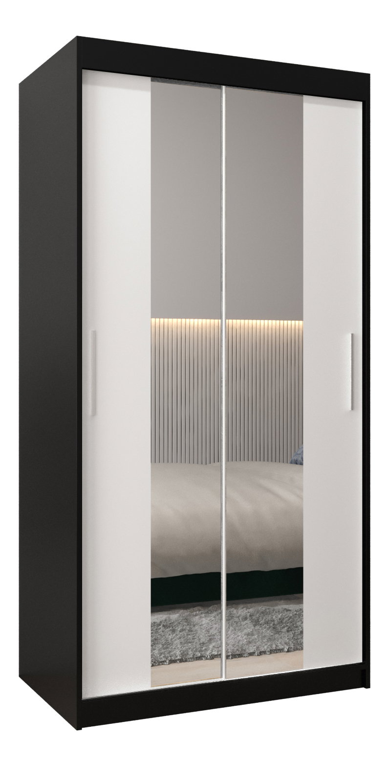 Ruhásszekrény 100 cm Toki 1 (matt fekete + matt fehér)