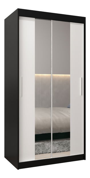 Dulap de haine 100 cm Toki 1 (negru mat + alb mat)