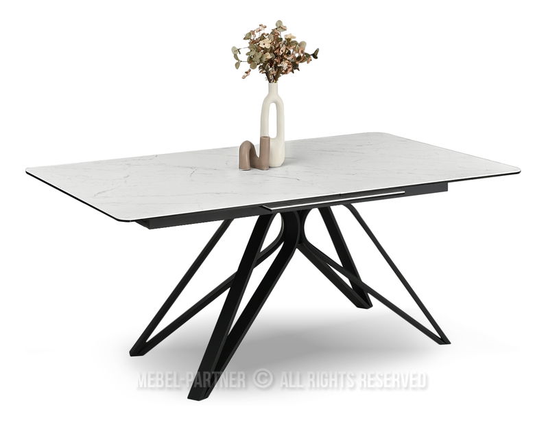 Blagovaonski stol Venda (bijeli mramor + crna)