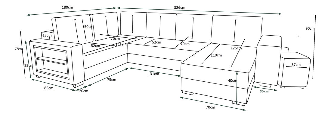 Rohová sedacia súprava Kin (zelená) (P)