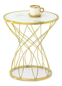 Măsuță de cafea Favorezcan (marmură + auriu)
