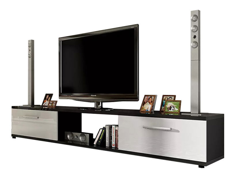 TV stolík Marvin II (čierna + lesk biely)