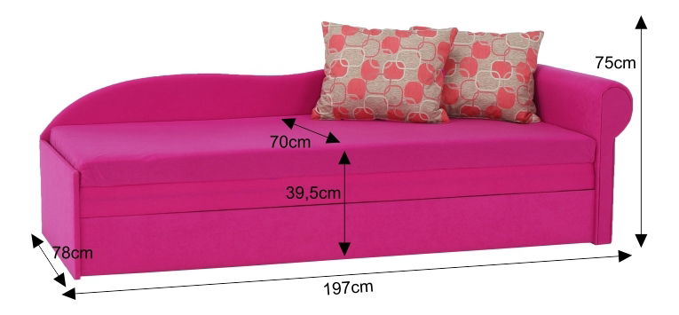 Pohovka trojsedačka Alloa D ružová (P)