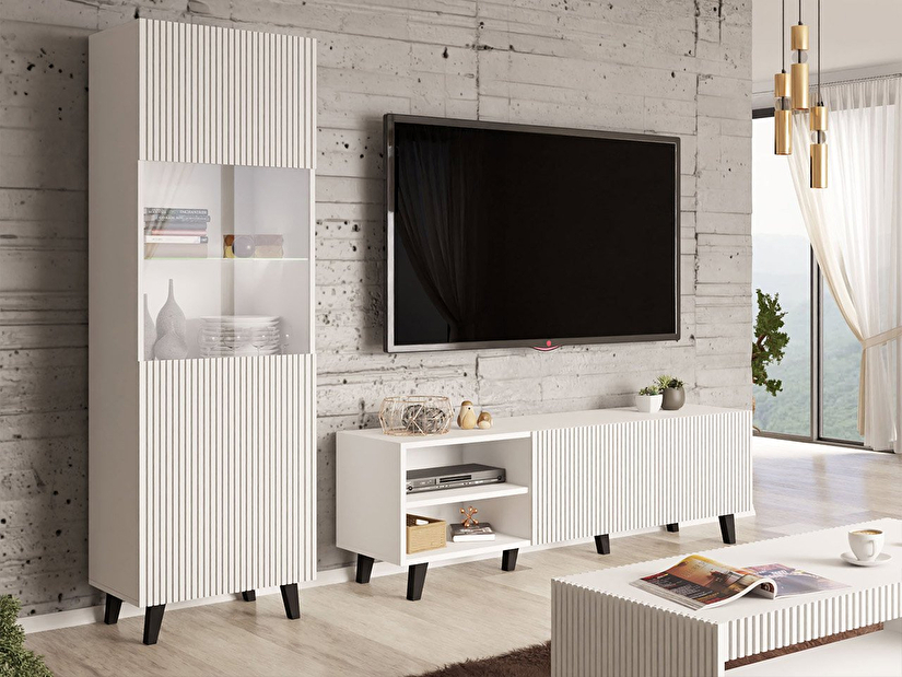 Set mobilier living II Simoon (Alb + Alb + Negru)