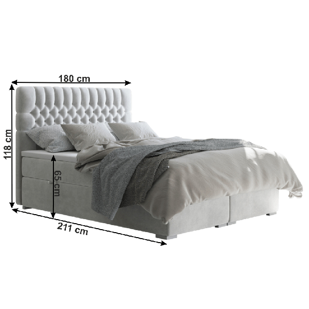 Pat matrimonial Boxspring 180 cm Formio (cu saltele)