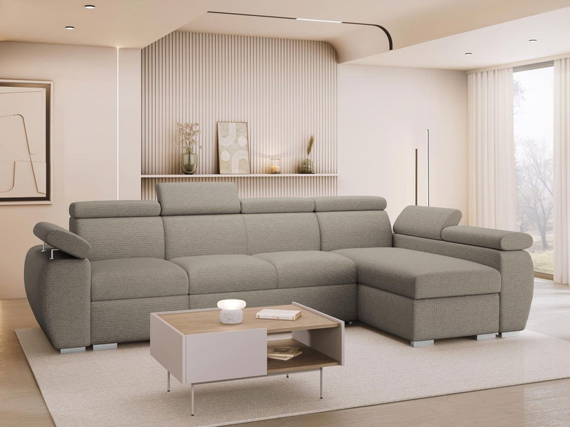 Rohová sedačka Gozo LCP (svetlohnedá) (s úl. priestorom) (P)