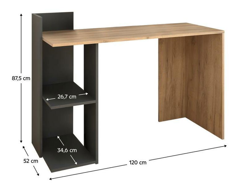 PC asztal Alamein (artisan tölgy + grafit) 