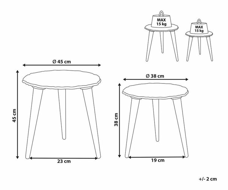 Set 2 ks măsuțe cafea Adelio (lemn închis)