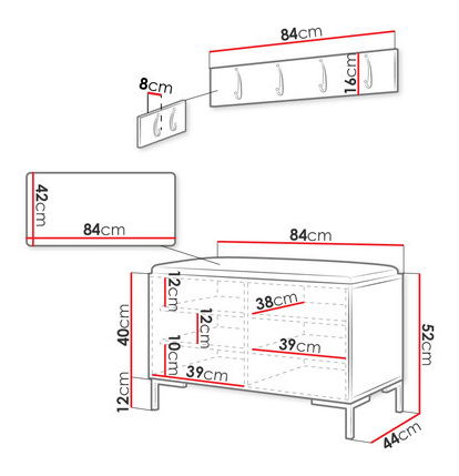 Mobilier hol Futura VIII (alb + mentă)