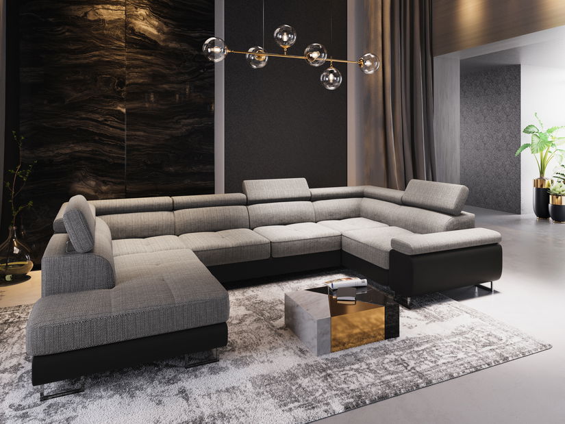 Rohová sedacia súprava Ascend L (sivá + biela) (L)