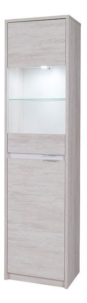 Vitrină Desayuno V (stejar alb + alb lucios) (fără iluminat)