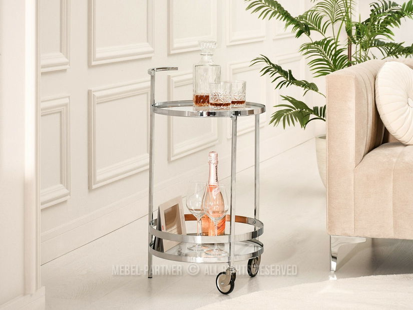 Konferenčný stolík Alfonzo (biely mramor + chrómová)