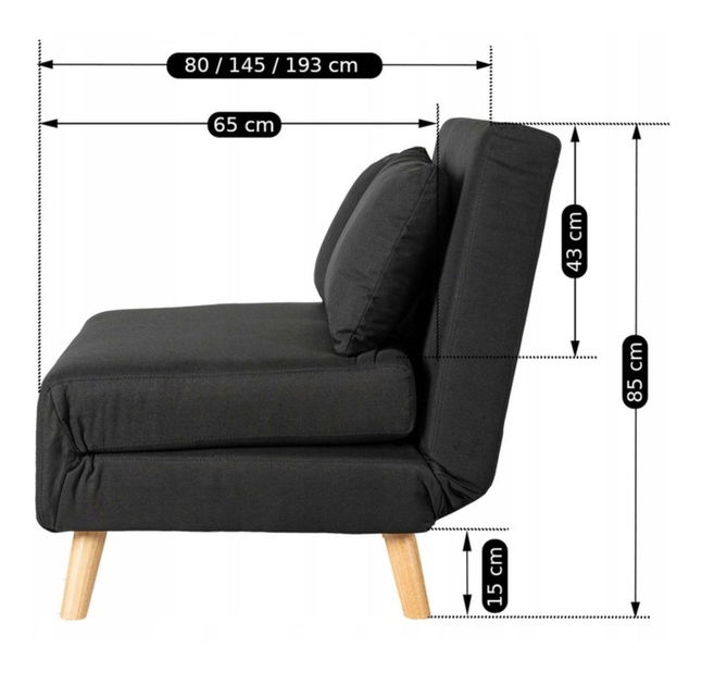 Fotelja na razvlačenje Motecacleta 2 (crna) 