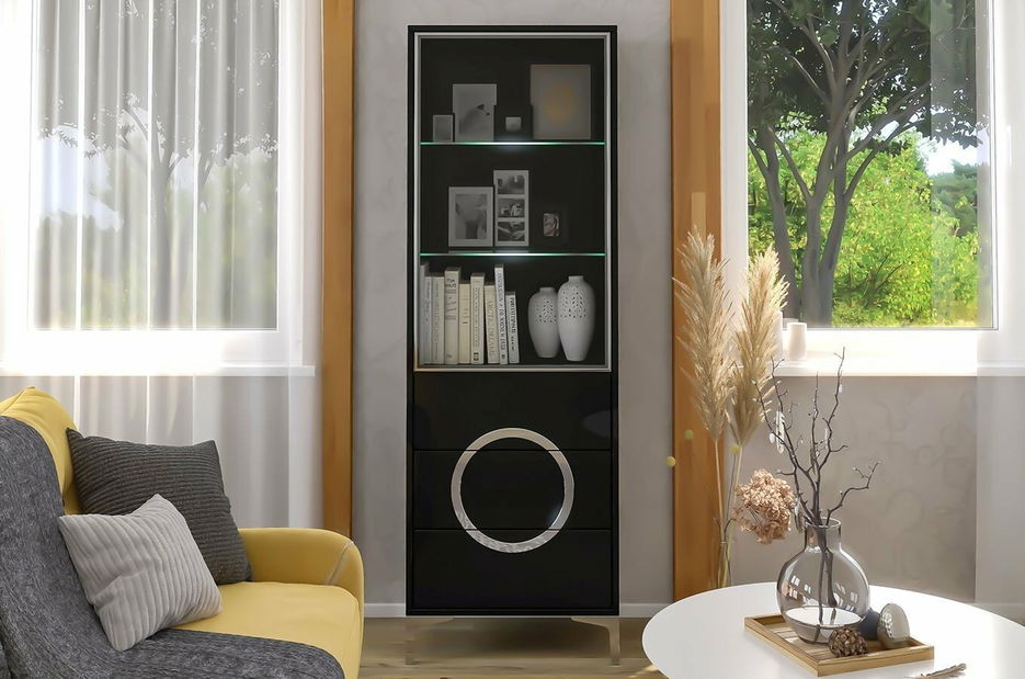 Vitrină Evenna (Negru lucios)