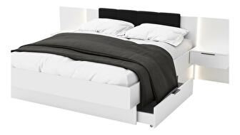 Manželská posteľ 180 cm Lewell (s čelným rámom) (s roštom a úl. priestorom) (biela)
