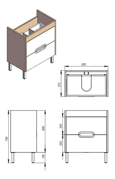 Kúpeľňová skrinka s umývadlom Juventa Monza Mn-65 W